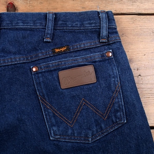 Wrangler Jeans 35x36 Azul Oscuro Lavado a la Piedra Corte Recto Cierre de Cremallera Estilo Western Denim imagen 4