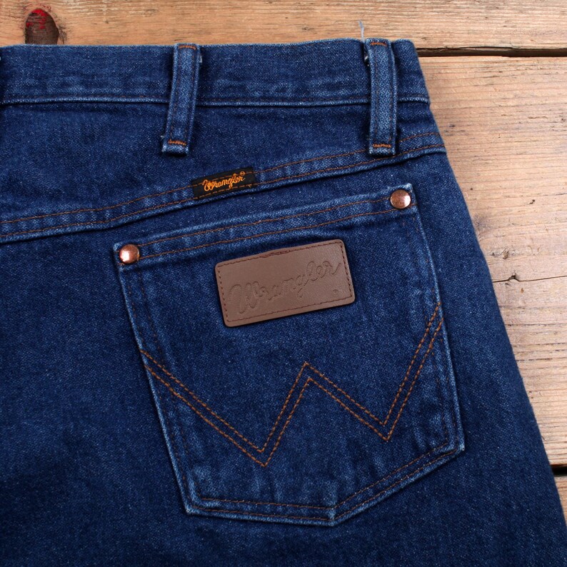 Wrangler Jeans 35x36 Azul Oscuro Lavado a la Piedra Corte Recto Cierre de Cremallera Estilo Western Denim imagen 4