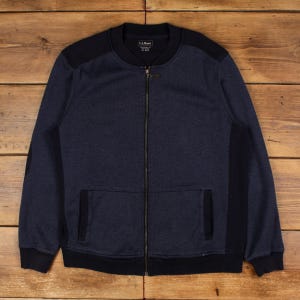 LL Bean Zip Up Sweatshirt XL Herren Elbow Patches Outdoor Wandern Blau