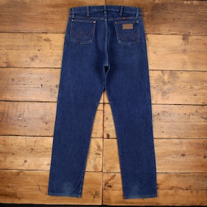 Wrangler Jeans 35x36 Azul Oscuro Lavado a la Piedra Corte Recto Cierre de Cremallera Estilo Western Denim imagen 2