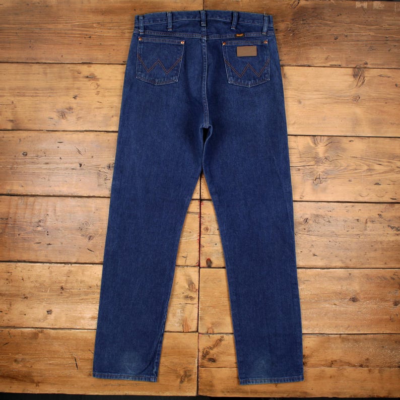 Wrangler Jeans 35x36 Azul Oscuro Lavado a la Piedra Corte Recto Cierre de Cremallera Estilo Western Denim imagen 2