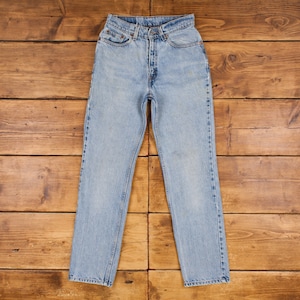 Vintage Levis 512 Jeans 28 x 31 90s Stonewash Straight Blue Womens Red Tab
