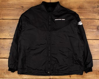 Chaqueta de carreras vintage Arcticwear 3XL Arctic Cat cortavientos negra