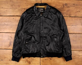 Vintage Corso Italia Leather Jacket S 90s Bomber Black - Etsy