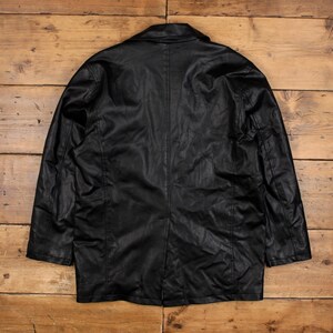 Vintage Whispering Smith Leather Jacket L Car Coat Lined Black image 2