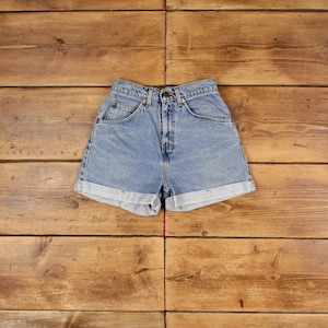 Vintage Levi&#39;s Denim Shorts 24 Levis 954 Hemmed 90s Jorts Womens Stonewash