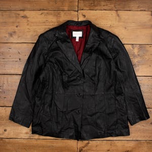 Veste en cuir Worthington vintage 2XL Blazer années 90 noir femme
