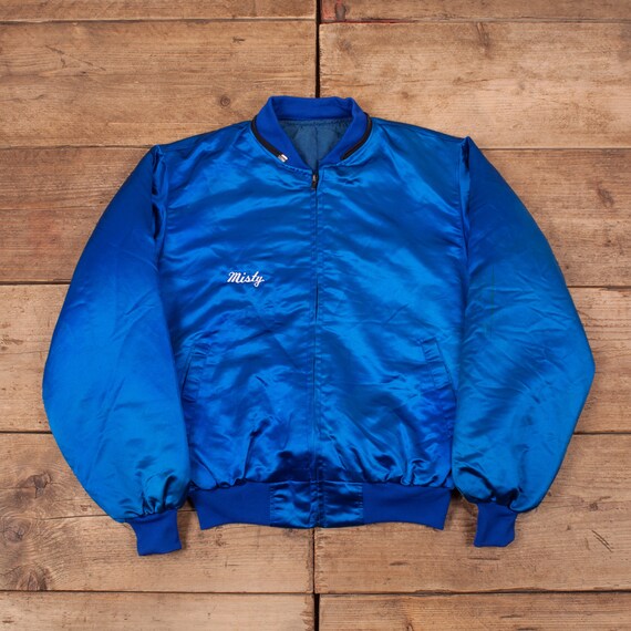 Vintage Satin Bomber Jacket Large 80s Souvenir Korea Dragon R13319
