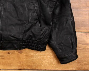 Vintage Basic Editions Leather Jacket L Bomber Black - Etsy Israel