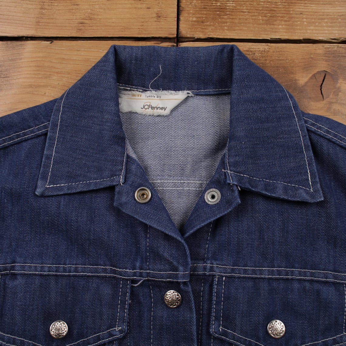 Vintage JCPenney Denim Jacket M 80s Blue Womens, foto 3 di 5