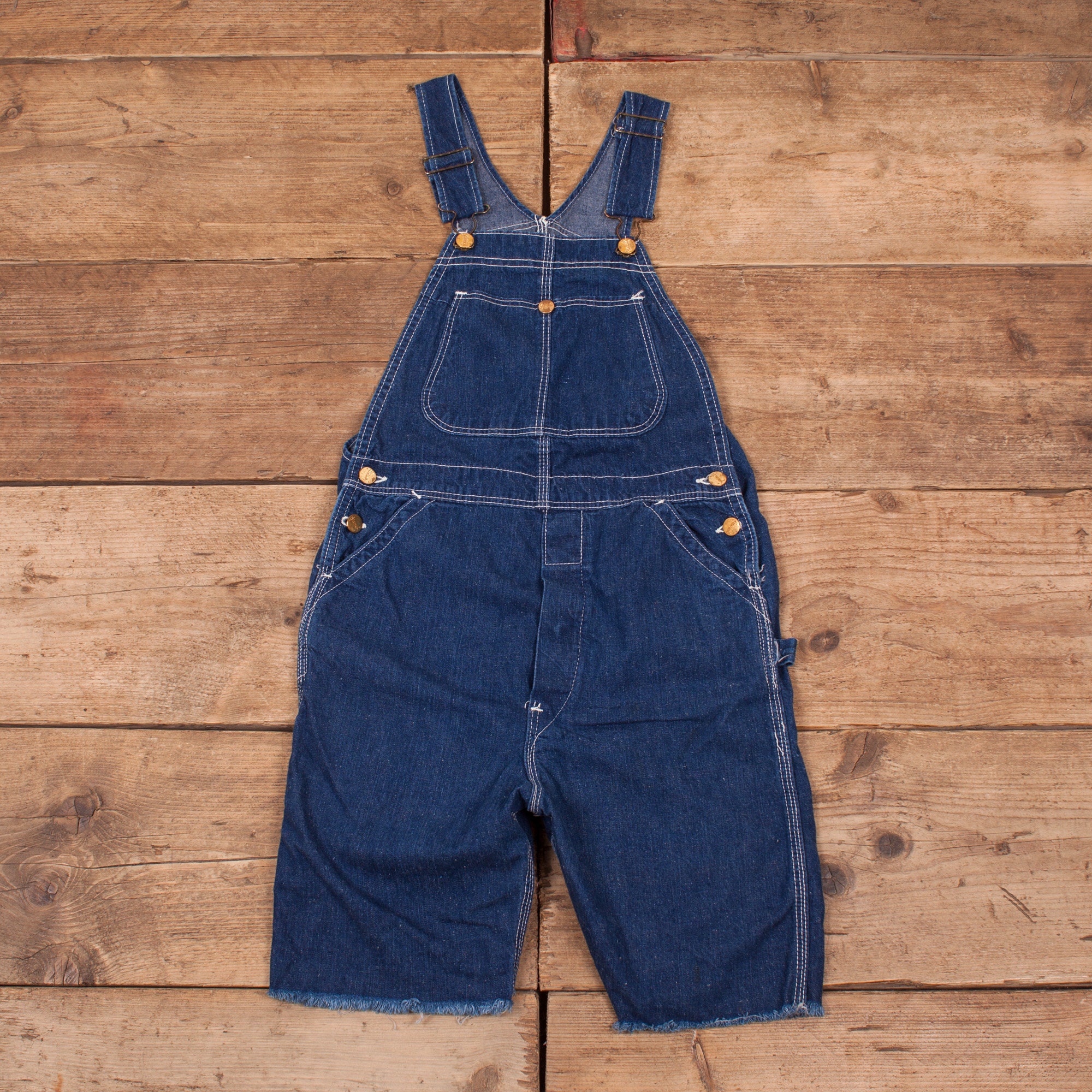Image of Womens Vintage Polly Blue Sanforized Denim Workwear Dungarees Shorts " Xr
