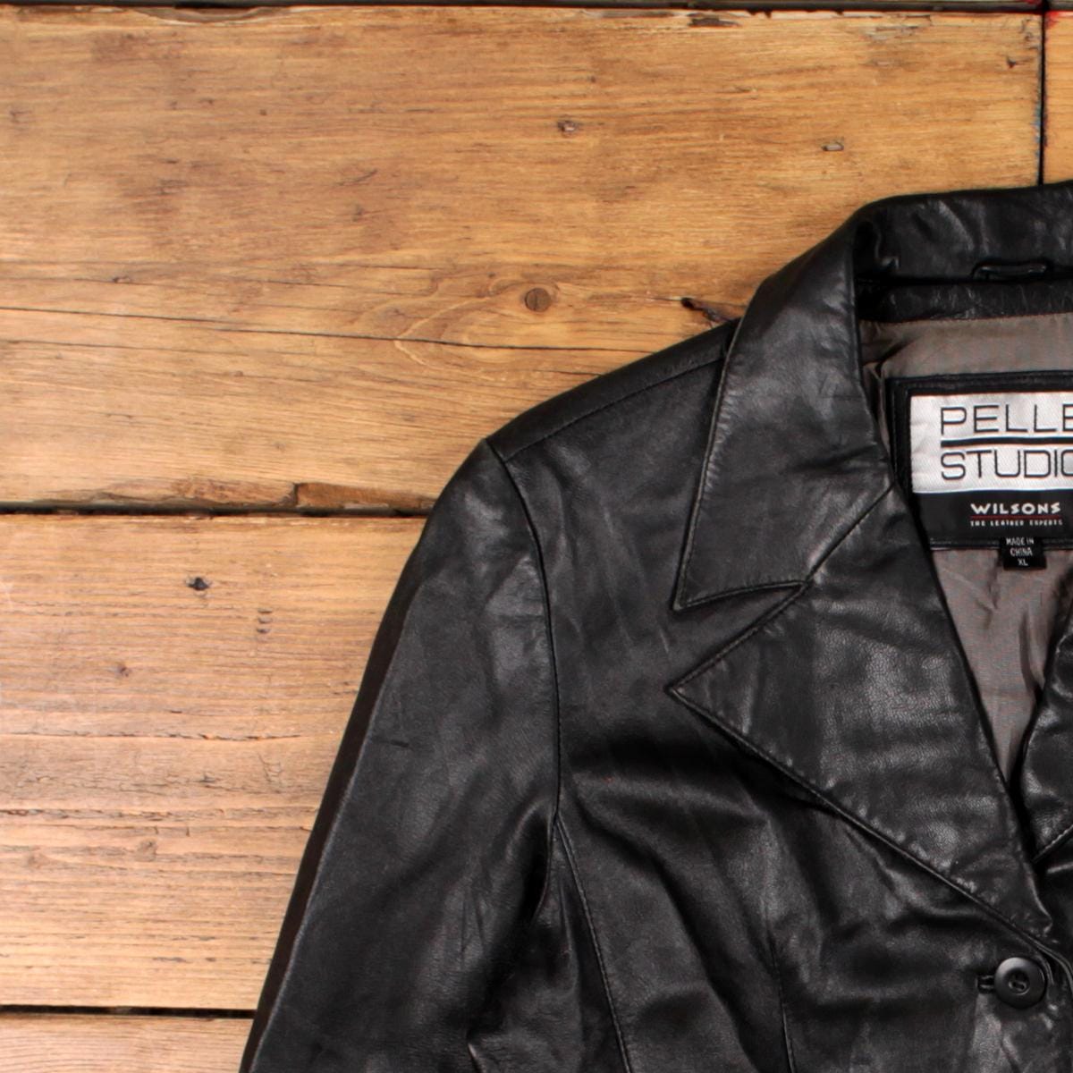 Vintage Pelle Studio Leather Jacket XL 90s Blazer Black Womens