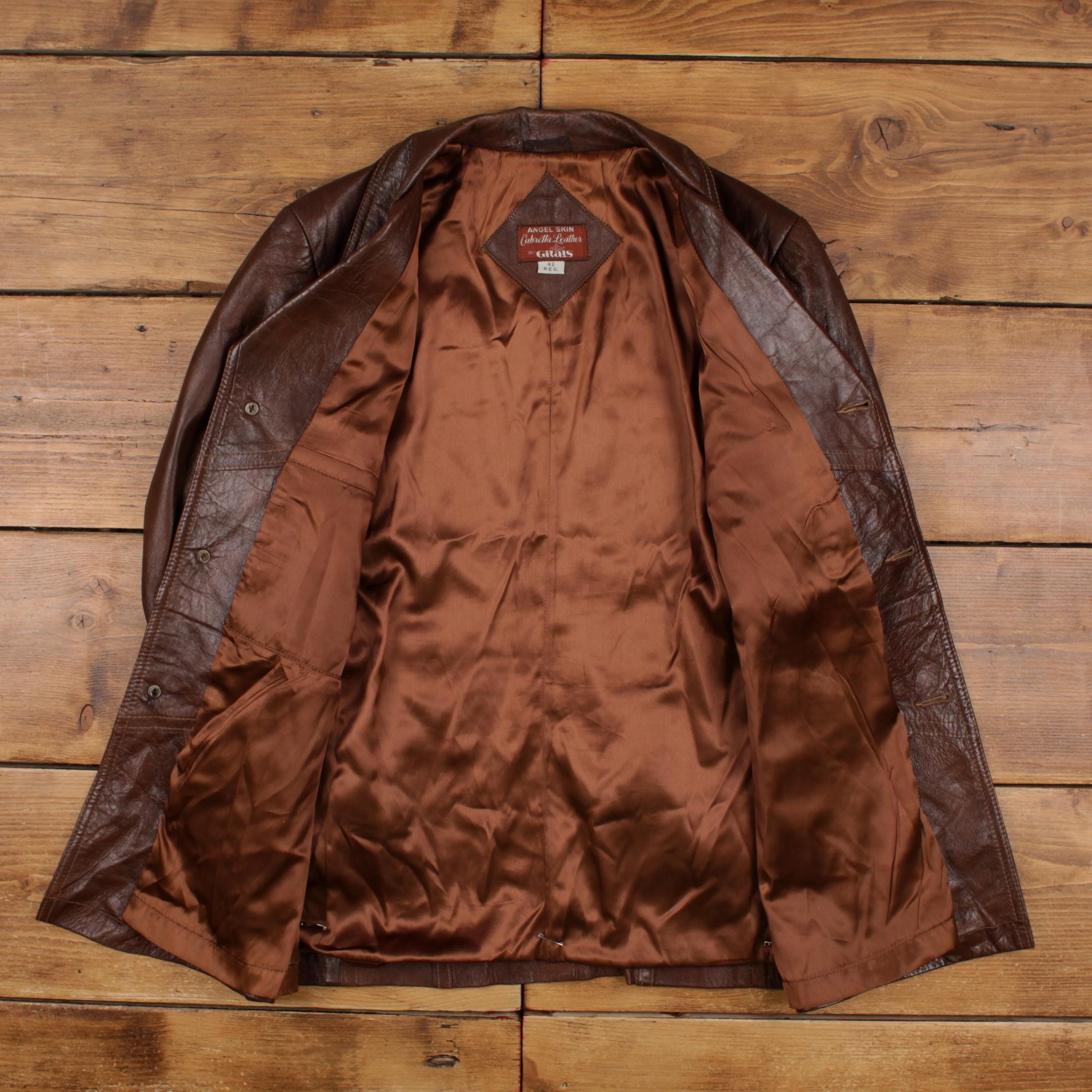 Vintage Grais Leather Jacket L 80s Angel Skin Cabretta Leather