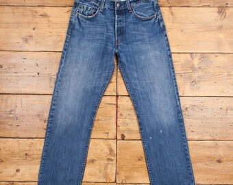 Vintage Levis 501 Jeans 31 x 32 Lavado Medio Recto Azul Rojo Tab Denim