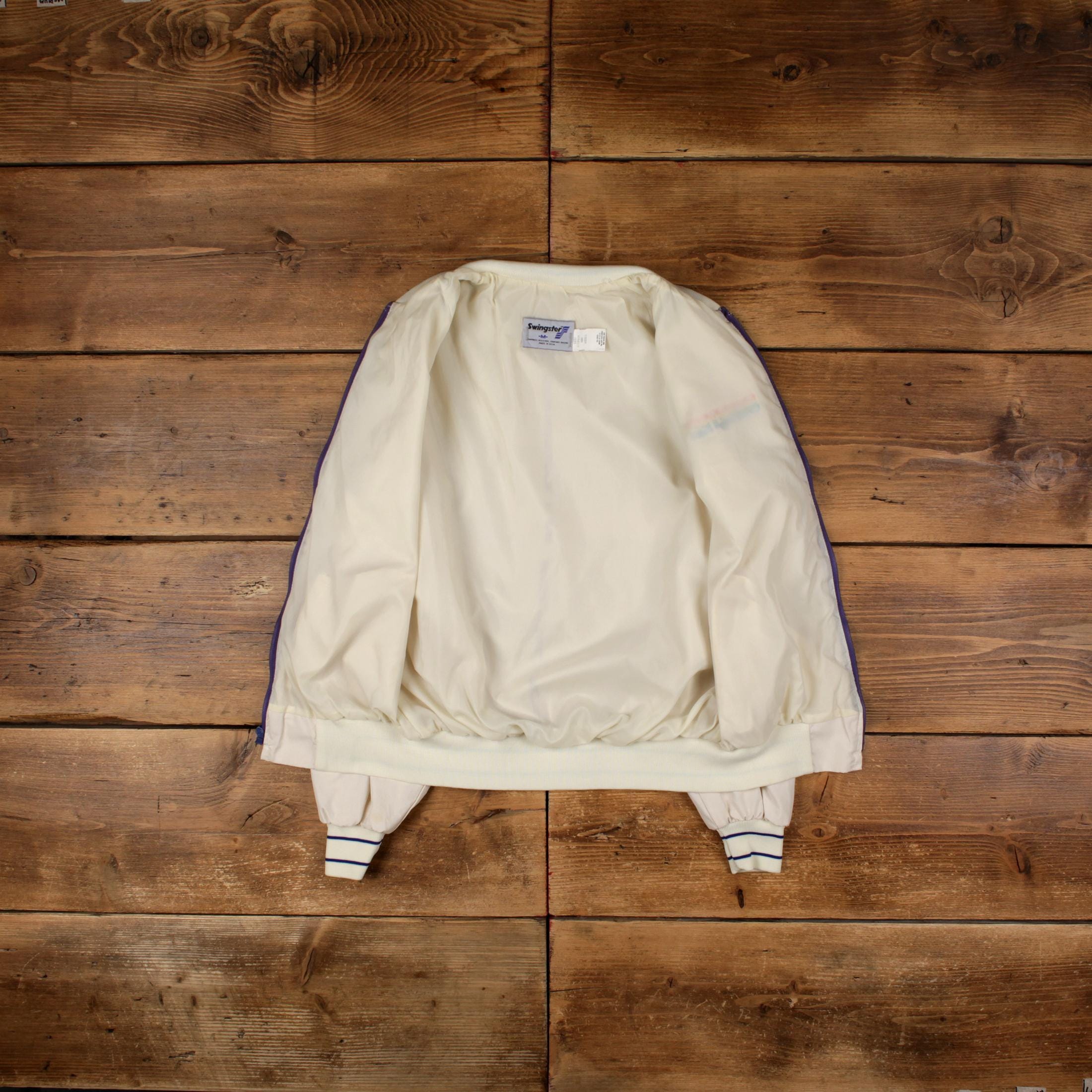 Vintage Swingster Bomber Jacket M 80s Windbreaker USA Made White