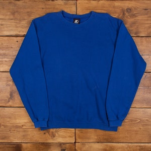 Vintage Starter Blank Sweatshirt M 90s USA Made Heavyweight Blue Roundneck