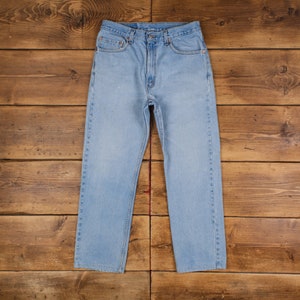 Vintage Levis 505 Jeans 33 x 30 90s Stonewash Straight Blue Red Tab Denim