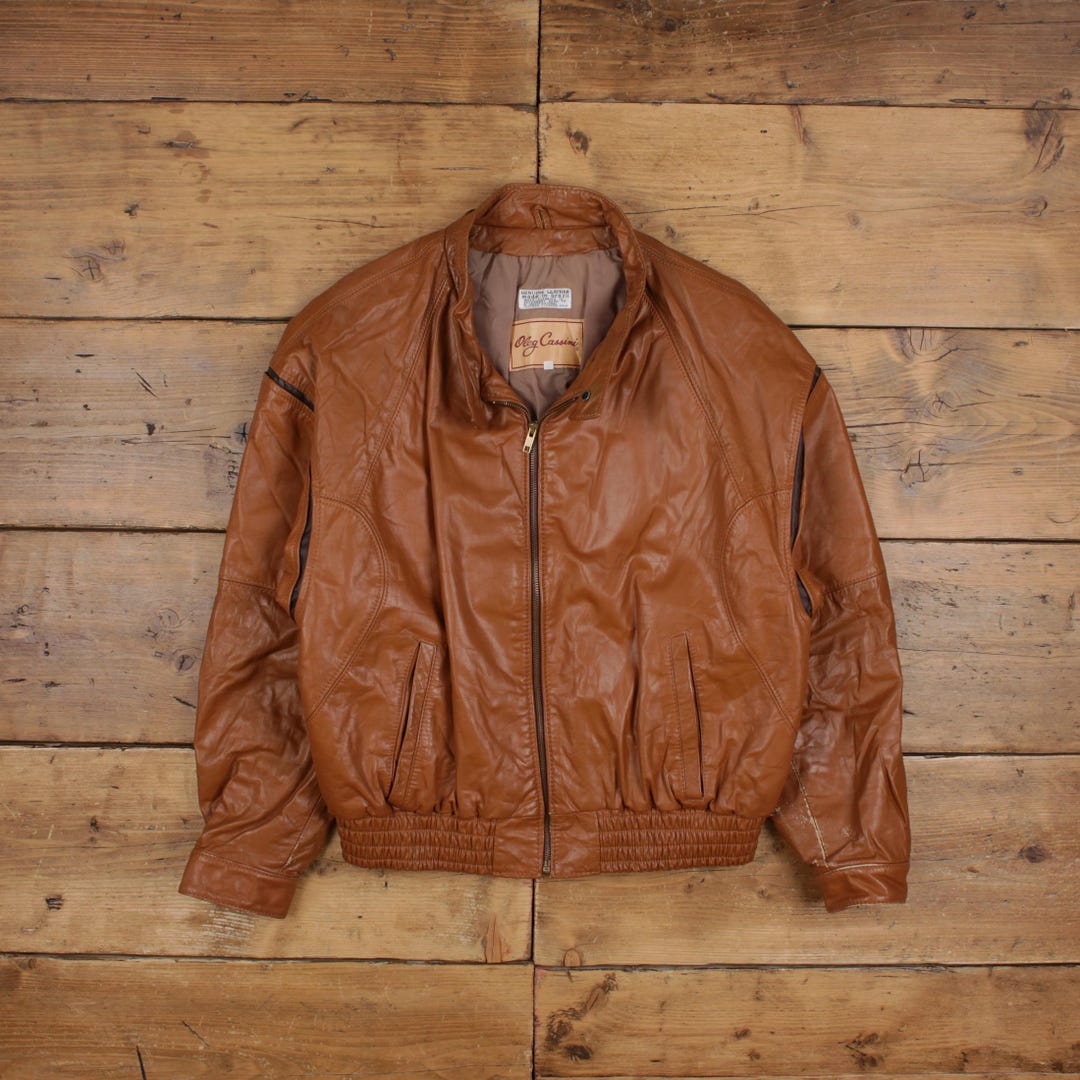 ヴィンテージ オレグ カッシーニ レザー ジャケット XL 80年代