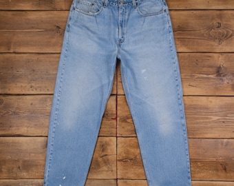 vintage Levis 901 Jeans 35 x 31 Stonewash Straight Blue Red Tab Denim