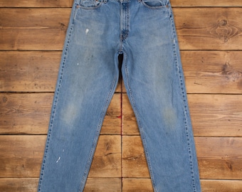 Vintage Levis 565 Jeans 36 x 34 USA Made 90s Stonewash Straight Blue Red Tab