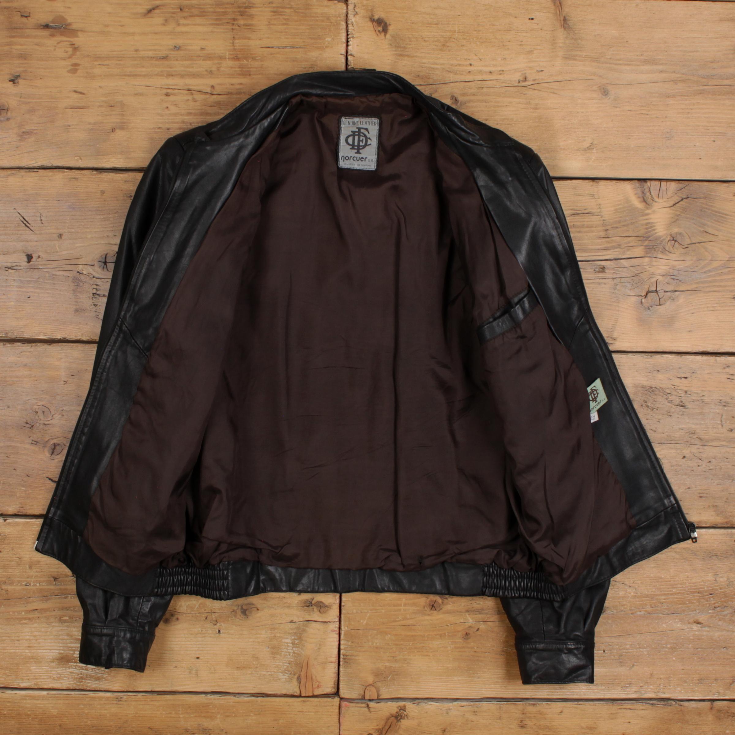 Vintage Norcuer Leather Jacket 2XL Bomber Black - Etsy