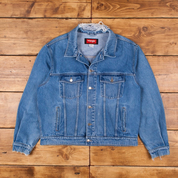 Giacca di jeans Wrangler vintage XL oversize Stonewash Trucker Jean invecchiato