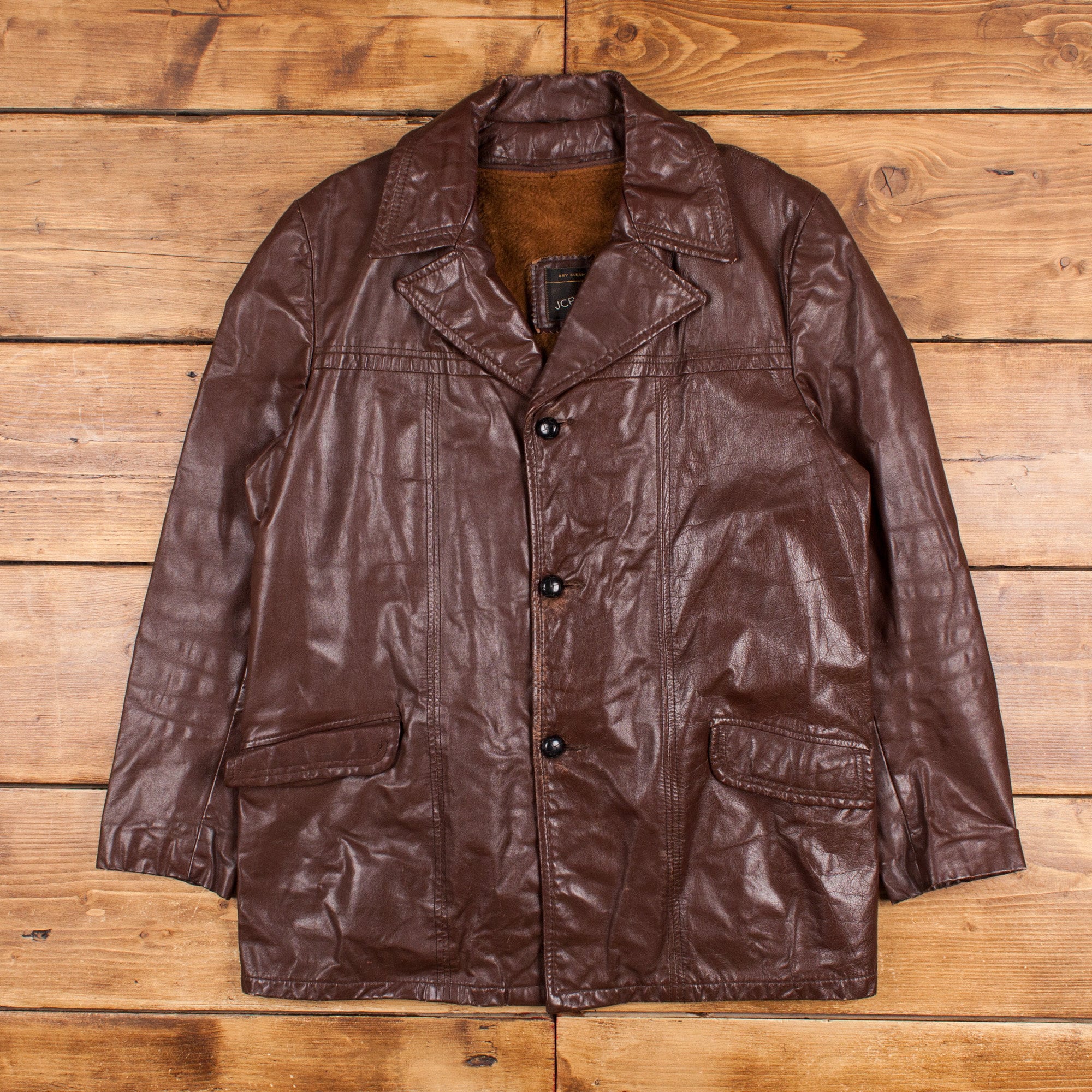 Genuine Vintage J.C. Penney's Leather Coat Split Cowhide Raw Leather Fleece  Lined Rare Western Coat Size 40 AMAZING Jacket - Etsy