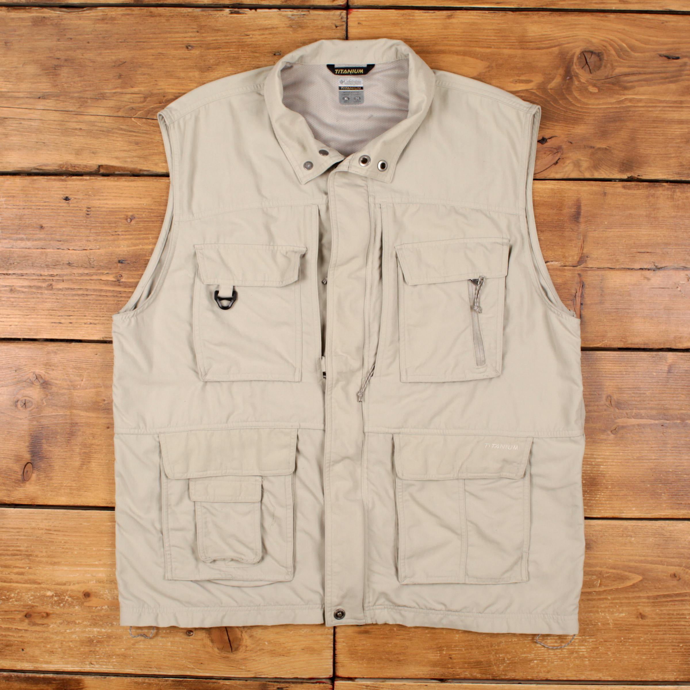 Vintage Columbia Outdoor Gilet XL Titanium Fishing Utility Beige