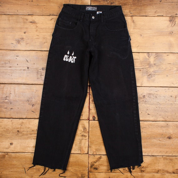 Vintage Levis Silver Tab Baggy Jeans 30 X 31 Raw Hem Dark Wash