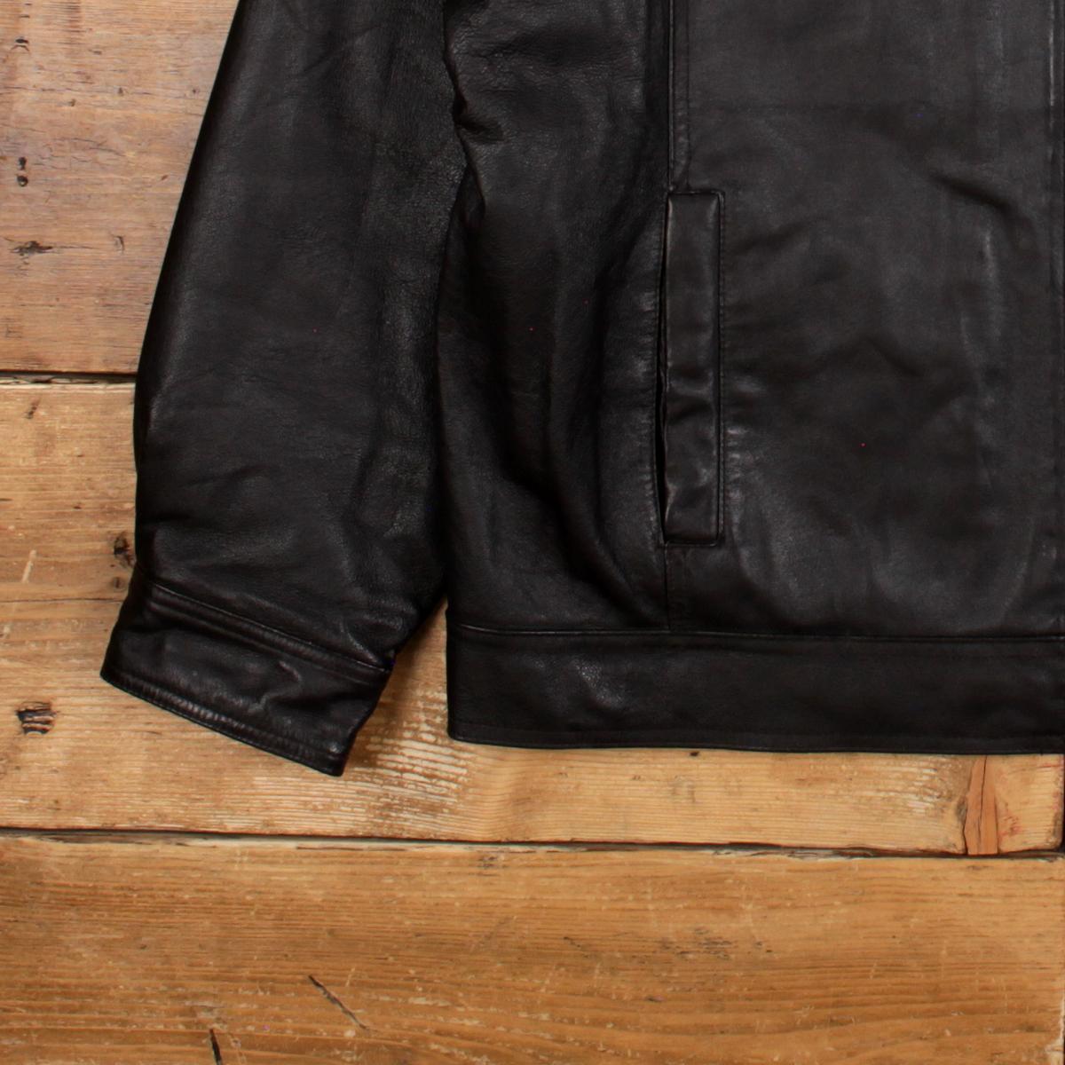St. John's Bay Leather Jacket XL Mens 00s Black Moto Biker A2