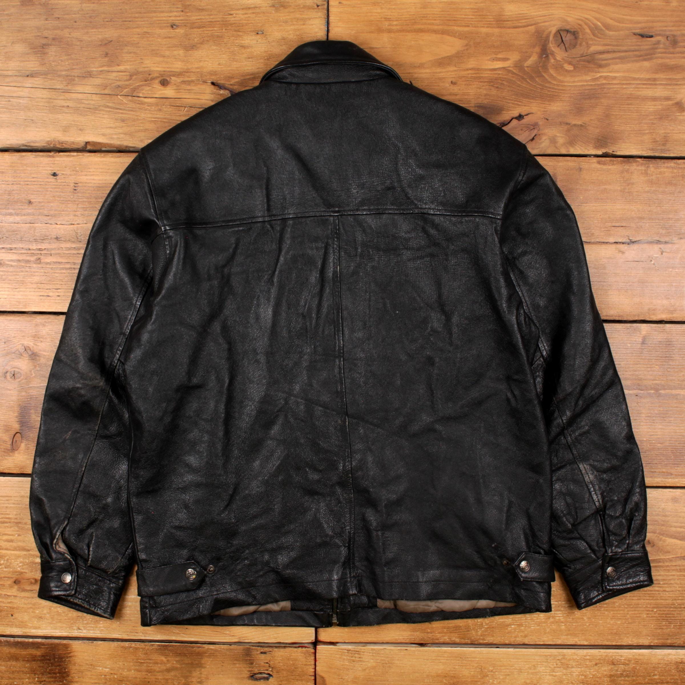 old leather car coat black M 本革 黒 80-90s Vintage Cougar Leather Jacket M Car Coat Black - Etsy