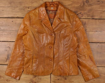 Vintage Wilsons Leather Jacket XL Blazer Orange Womens