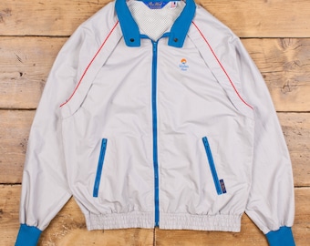 Vintage Pen West Windjacke L 80er Raglan USA Made Grey Zip