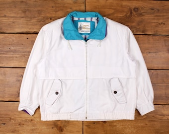 Veste coupe-vent London Fog vintage L 90s blanc