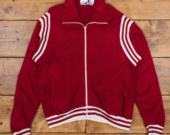 Vintage The Sports Scene Tracktop Sweatshirt XL jaren '80 Collared Full Zip Heren Rood