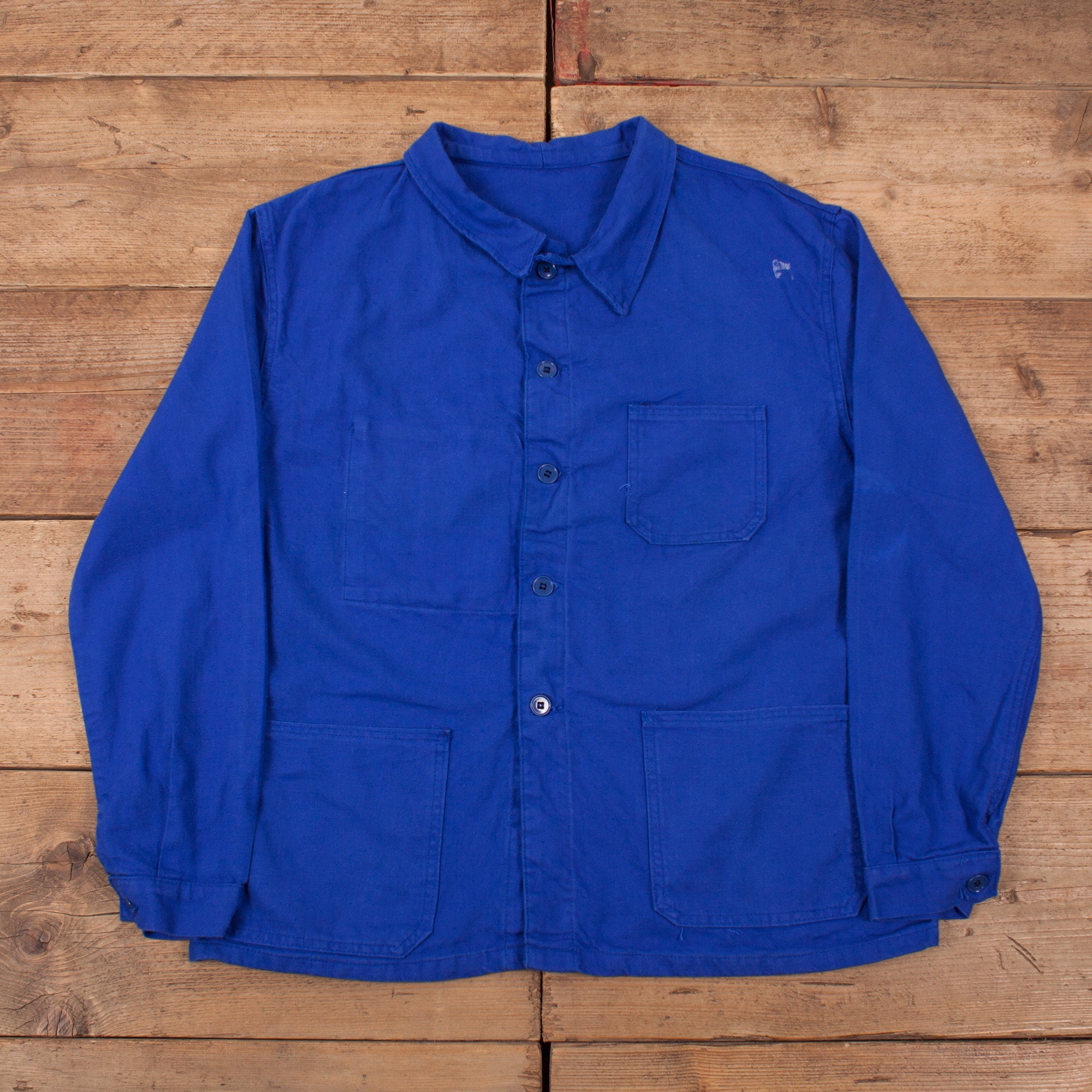 Mens Vintage Royal Blue French Utility Workwear Worker Chore Jacket M 40\u201d R18383