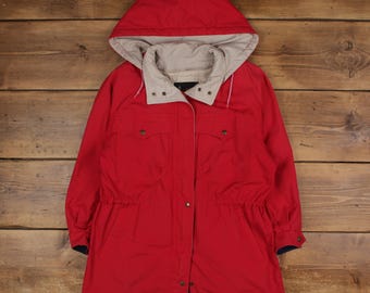 Vintage London Fog Windbreaker Jacket M Rouge Femme