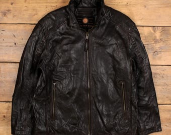 Vintage Marc New York Lederjacke L Dad Biker Braun