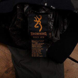Browning Bomber Jacket L Mens Green Reversible Real Tree Camo Olive image 5
