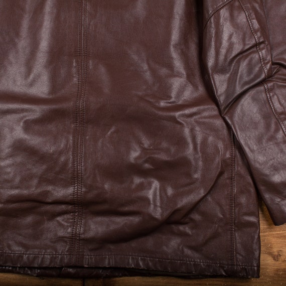 Vintage Jcpenney Leather Jacket XL 80s Brown Button Etsy