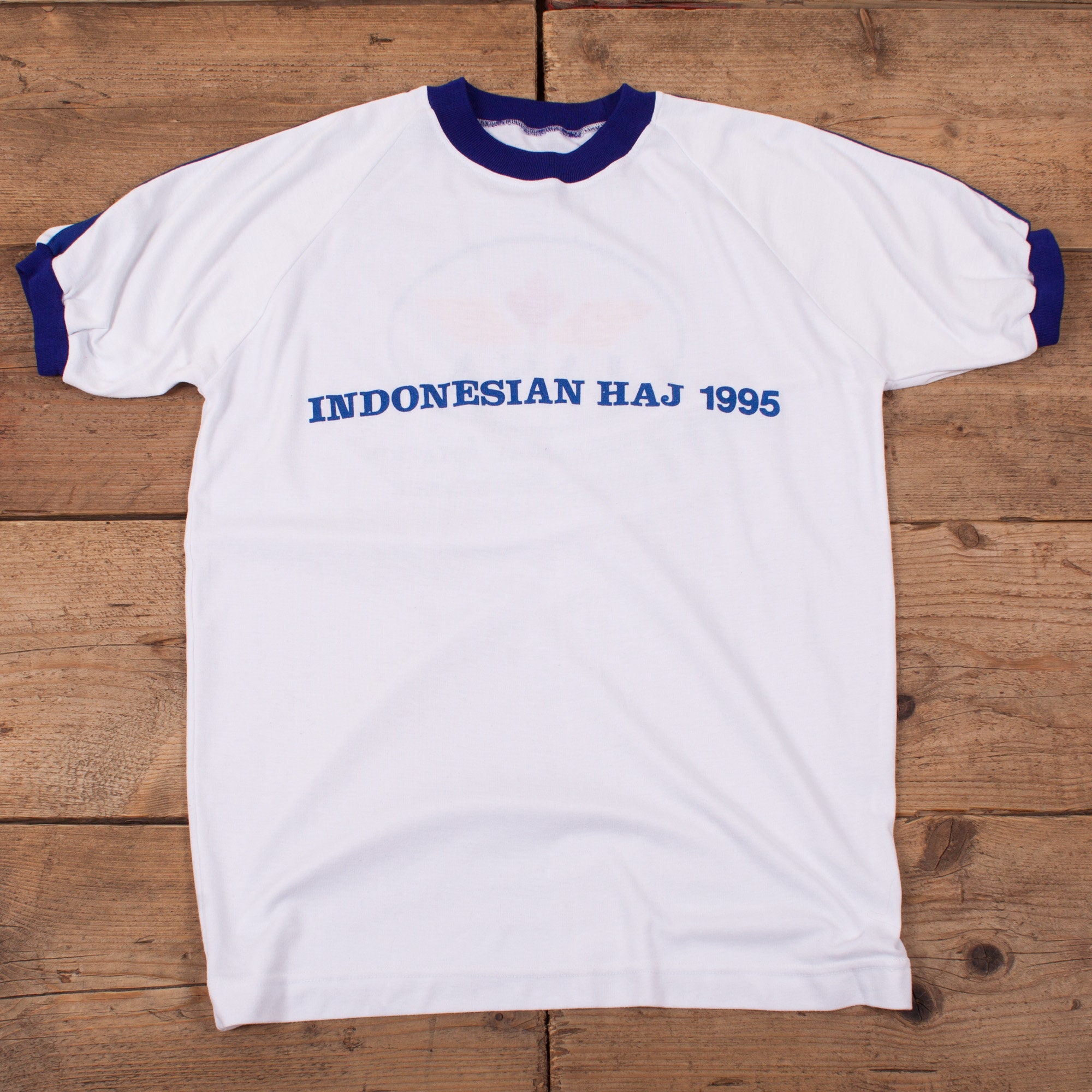 Image of Mens Vintage 90S Indonesian Haj 1995 White Festival Rave T-Shirt L 42" R17194