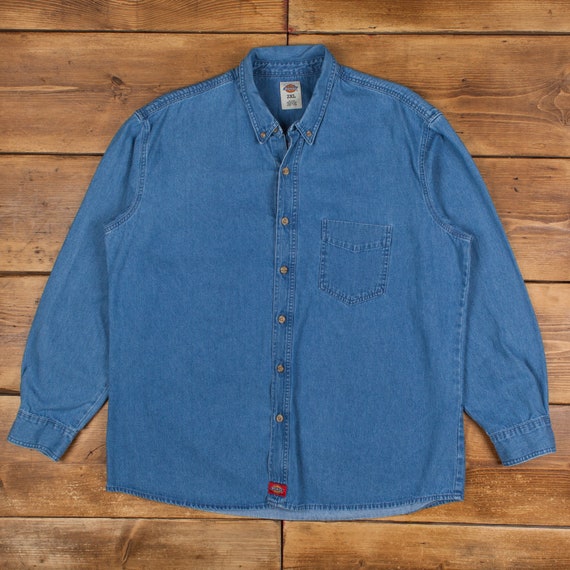 Vintage Dickies Workwear Shirt Button 2XL Denim M… - image 1