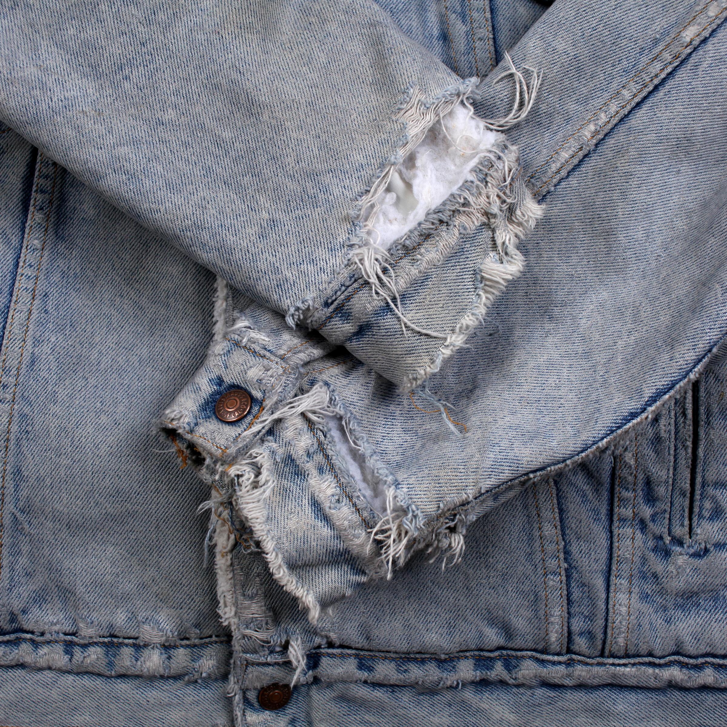 Vintage Levi's Denim Jacket L 80s Trucker Acid Wash Sherpa Lined