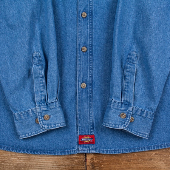 Vintage Dickies Workwear Shirt Button 2XL Denim M… - image 3