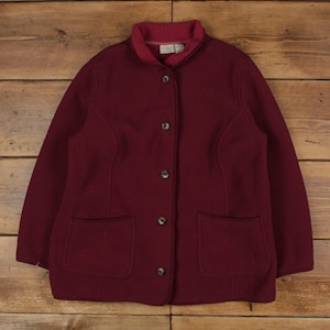 L.L. Bean Fleecejacka XL Dam 00-tals Röd Lila Polyester Outdoor Fodrad Med Borg