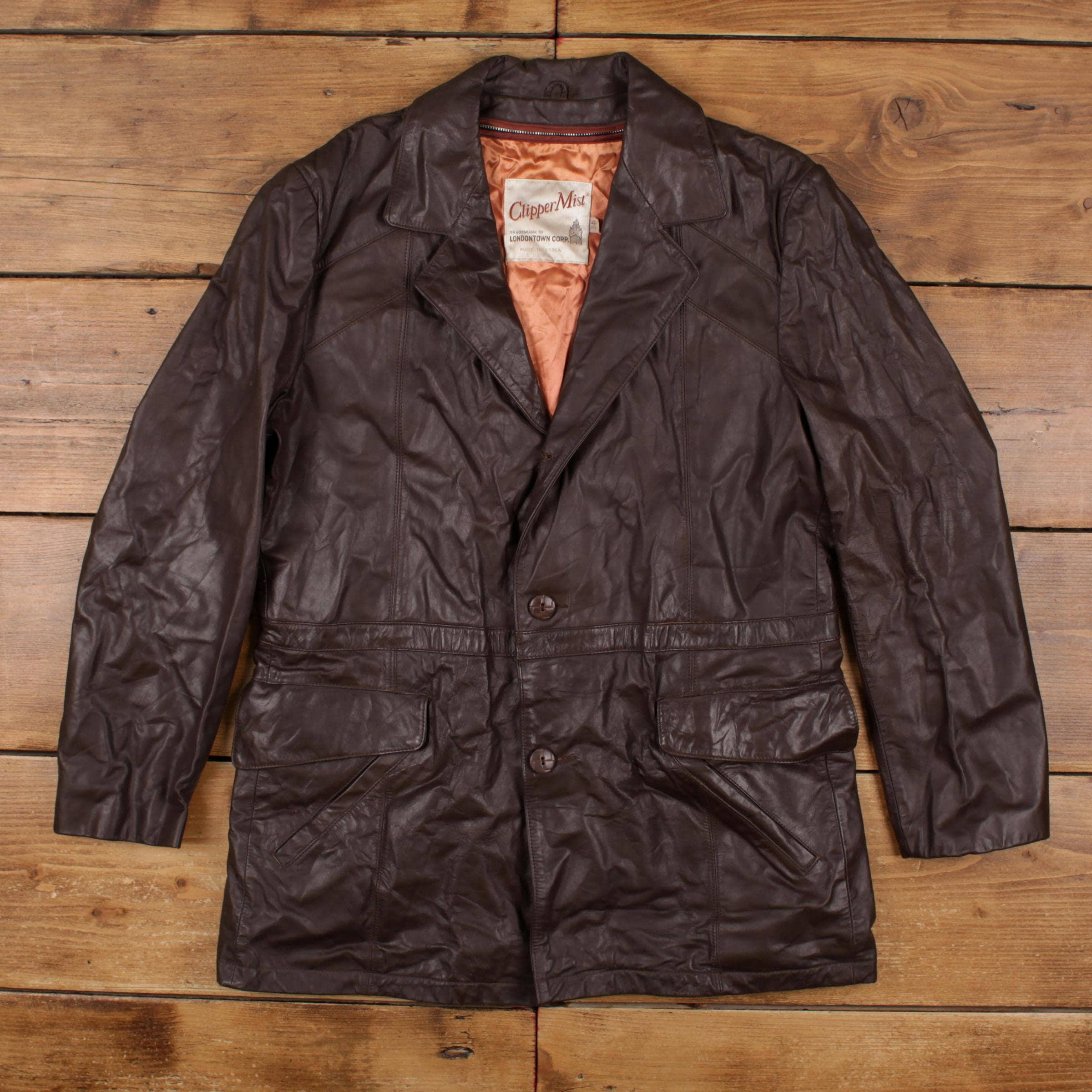 Vintage Clipper Mist Leather Jacket L 80s Blazer Brown - Etsy Israel