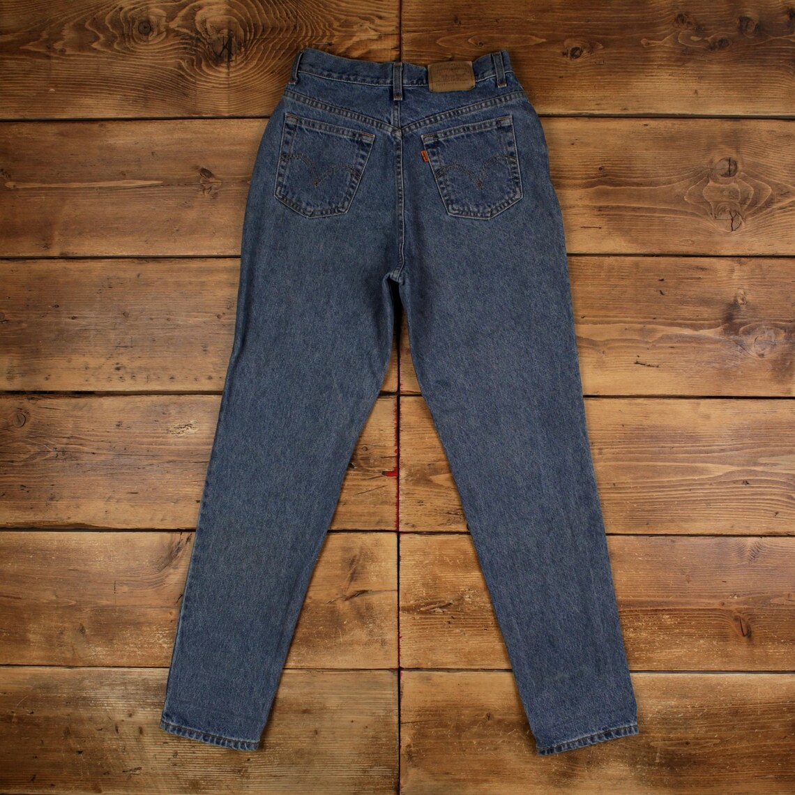 Vintage Levis Jeans 28 x 32 Medium Wash Tapered Blue Womens Orange Tab Denim, foto 2 di 5