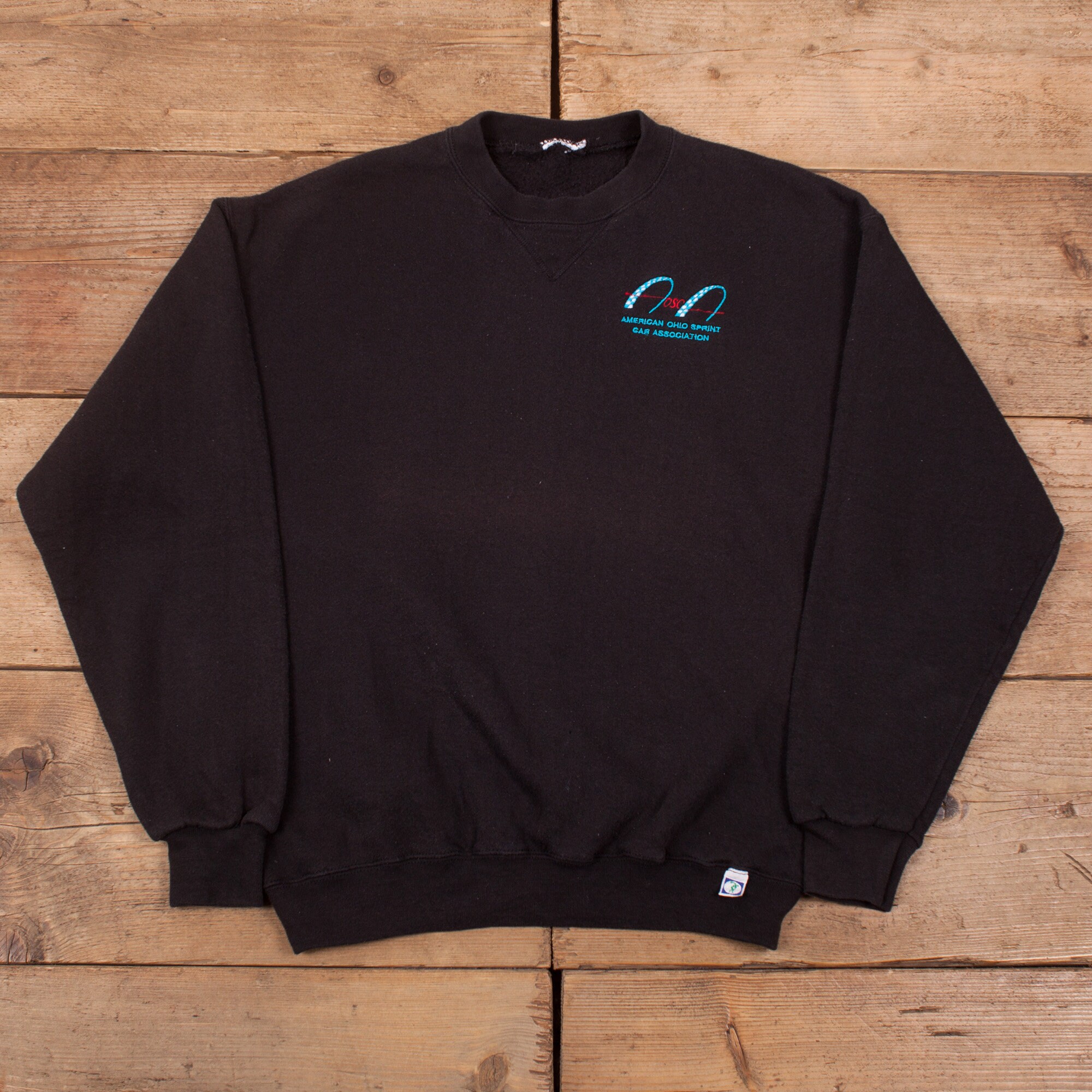 Image of Mens Vintage 90S Discus Athletic Black Graphic Sweatshirt Usa M 38" R19006