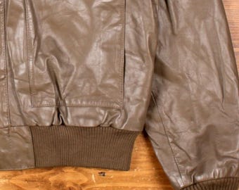 【90's HILL&ARCHER suede jacket 40 size】 Vintage Hill & Archer Suede Leather Brown Bomber Jacket Men
