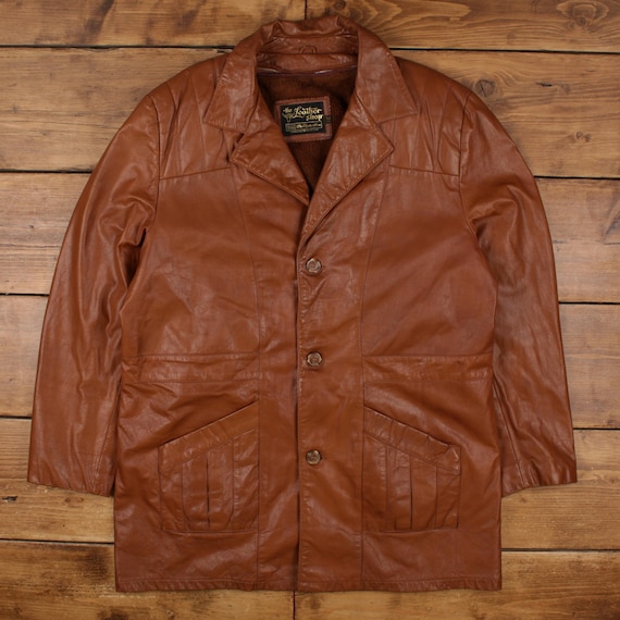 Vintage Sears Leather Jacket 2XL 70s the Leather Shop Faux Fur